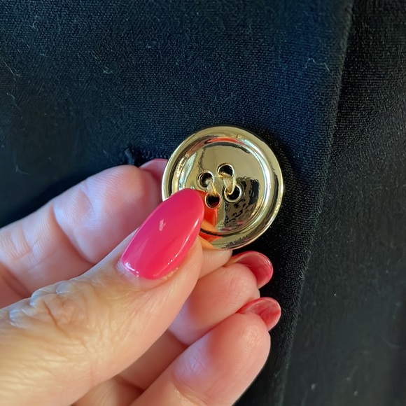 Calvin Klein women’s black blazer with 2 gold button closure gold zip pockets 4 - Picture 3 of 11